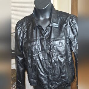 GAP Women's Midnight Black Leather Jacket